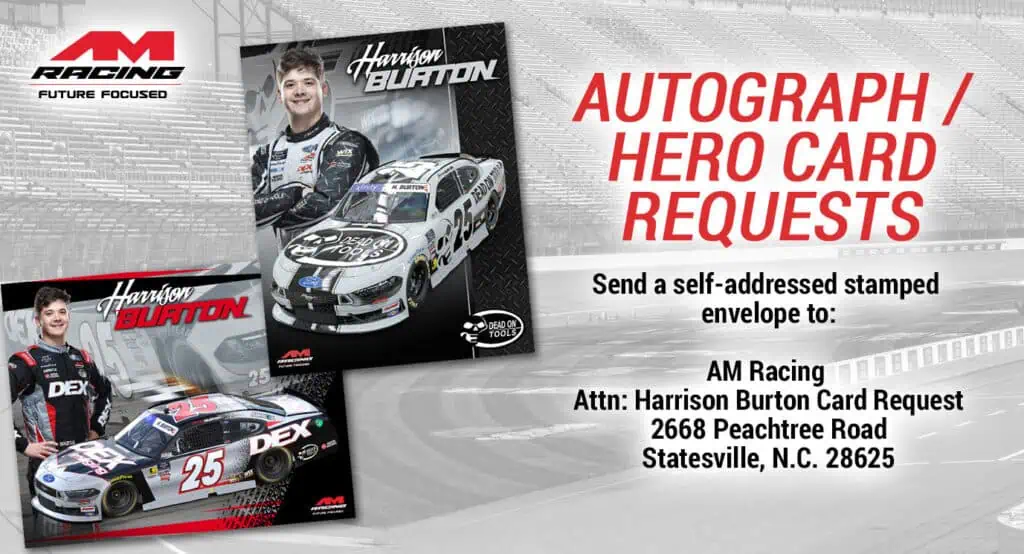Harrison Burton autograph hero card request 2025